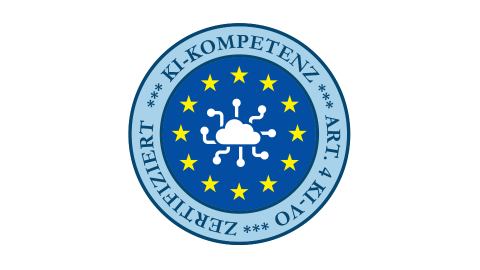 Logo "Zertifizierte KI-Kompetenz gem. EU-KI-VO"